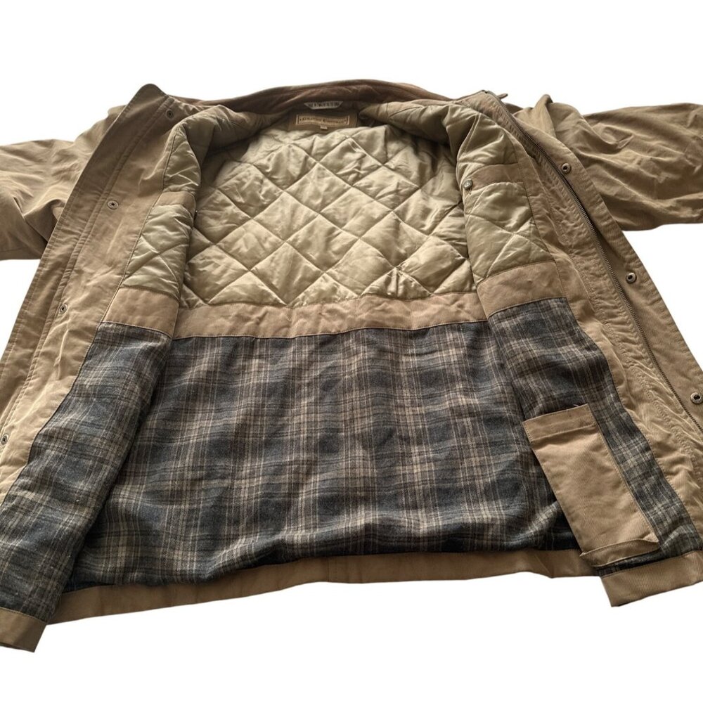 Grande Central Brown Chore Coat 1X Cotton/Nylon Leather Trim Barn Heritage - Picture 8 of 8